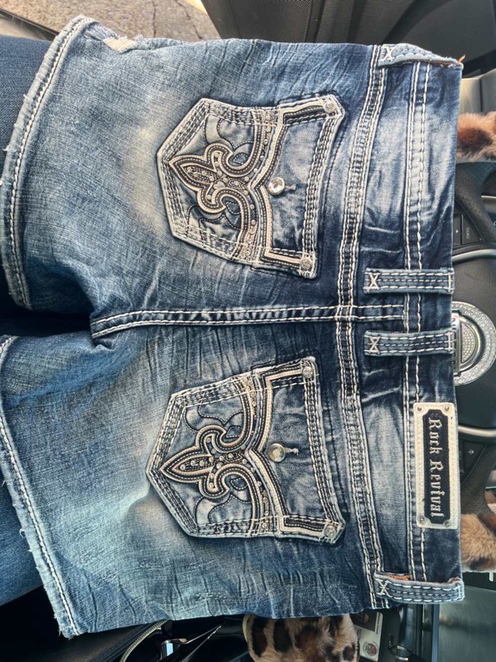 Rock Revival Blue Embroidered Back Pocket Jeans